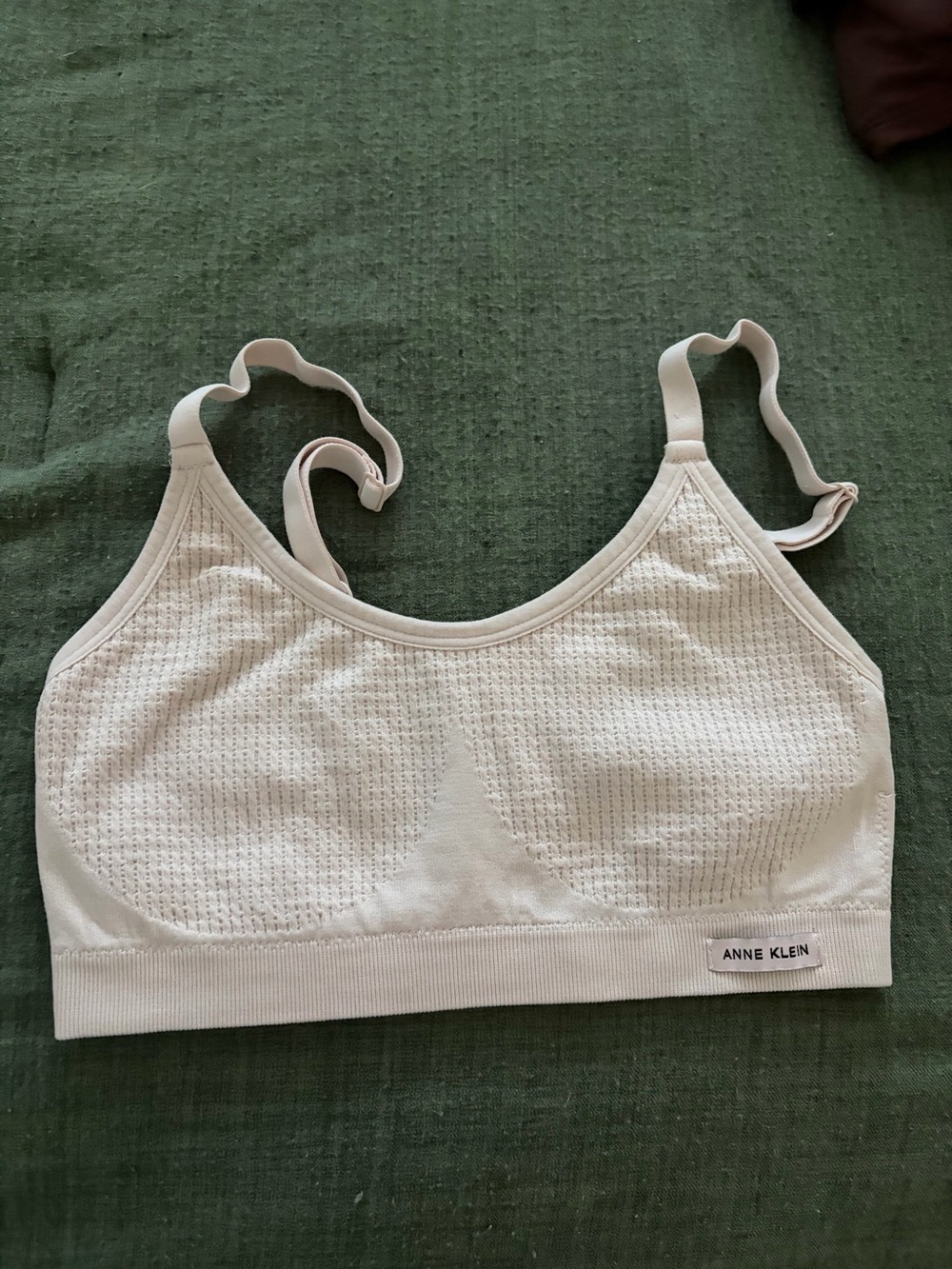 Anne Klein Light Cream Wireless Knit Sports Bra